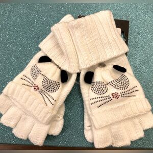 Brand New Karl Lagerfeld Kitten Fingerless Gloves, tag attached, never worn